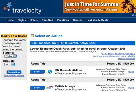 travelocity airline tickets airfares